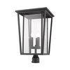 Z-Lite Seoul 3 Light Outdoor Post Mount Fixture, Oil Rubbed Bronze & Clear 571PHXLR-ORB